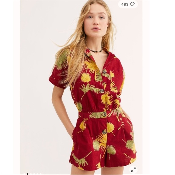 NWT Free People Malibu Romper in Maroon Combo Size XS - Picture 4 of 16